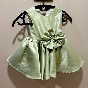 Satin sage green baby dress